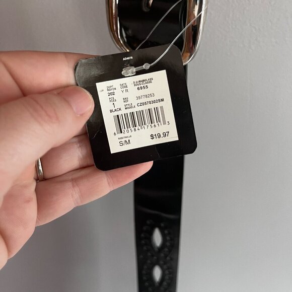 Jules & James Black Belt S/M Leather Black New with Tags - Picture 5 of 9